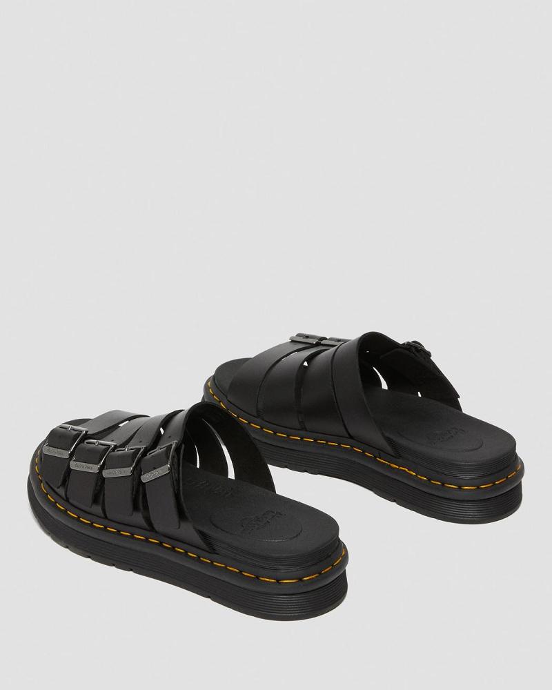 Dr Martens Tate Lær Slidesandaler Dame Svarte | Norge 468DFM